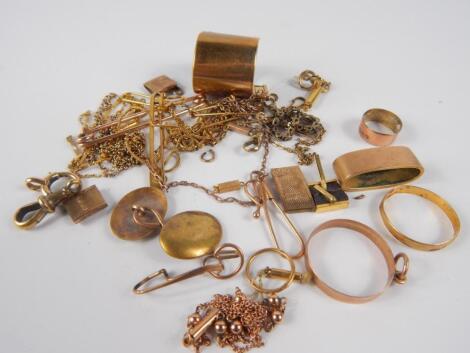 A collection of scrap gold and yellow metal