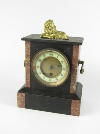 A Victorian slate and marble mantel clock