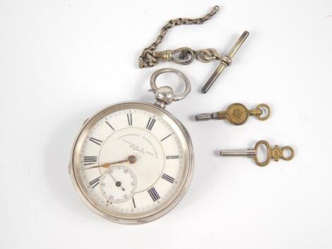 A Victorian gentleman's silver cased key wind open faced pocket watch