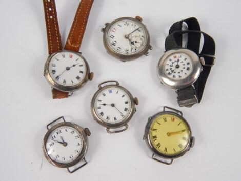 Lady's silver cased early 20thC wristwatches