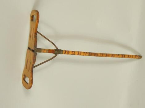 A late Victorian bamboo and beech wood folding shooting stick