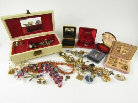 A selection of costume jewellery and watches