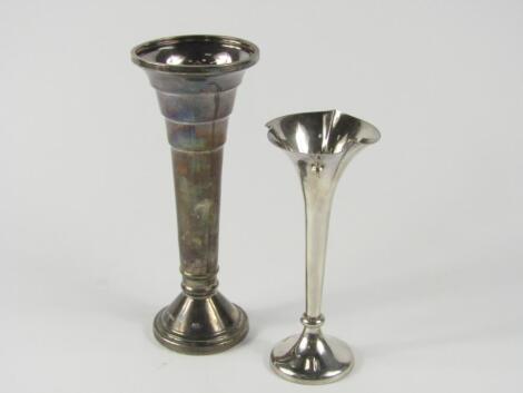 A mid 20thC silver trumpet shaped vase