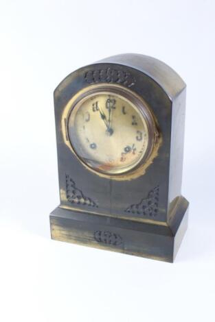 An American brass cased late 19thC mantel clock