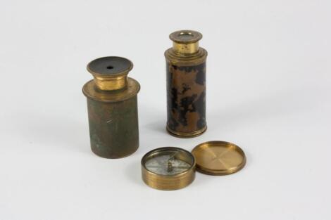 A 19thC small three draw brass telescope