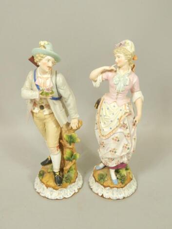 A pair of German late 19thC porcelain figures