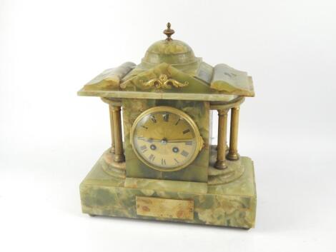 A French onyx and brass early 20thC mantel clock