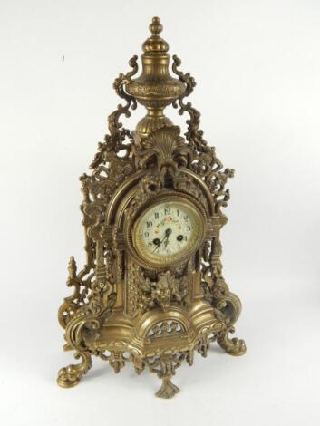 A French late 19thC brass mantel clock