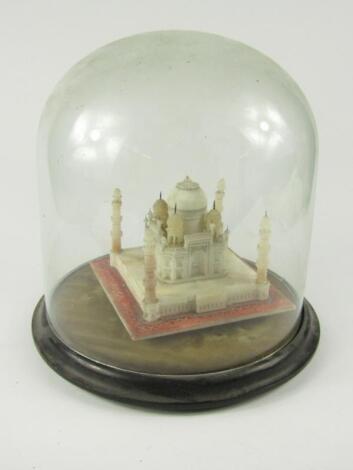 A late 19thC carved alabaster model of The Taj Mahal