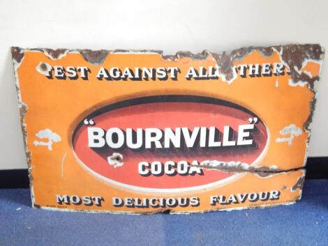 A Bournville Cocoa enamel sign