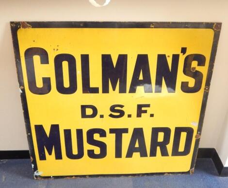 A Colmans DSF Mustard black and yellow enamel sign