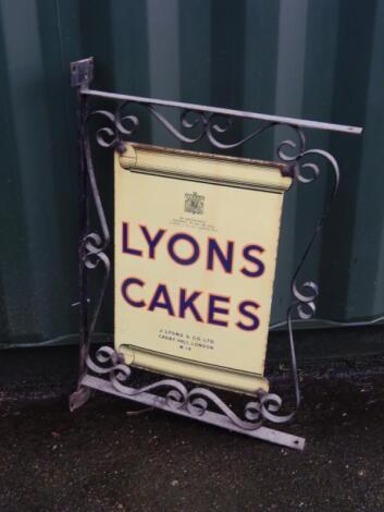 A Lyons Cakes enamel advertising sign