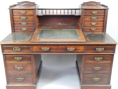 A Victorian mahogany twin pedestal desk