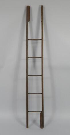 A 19thC oak folding library ladder