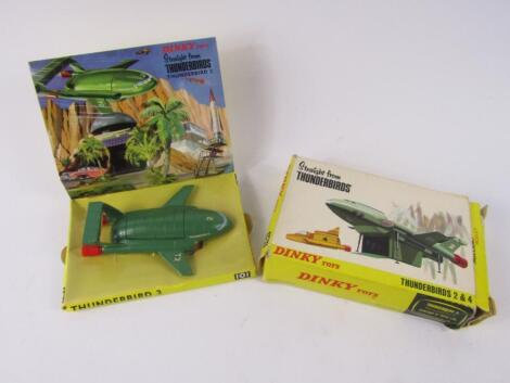 A Dinky Toys Thunderbird 2 and 4 set