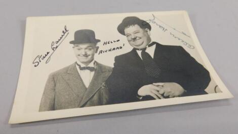 Stan Laurel (Arthur Stanley Jefferson) 1890-1953 & Oliver (Norvell) Hardy 1892-1957. A signed publi