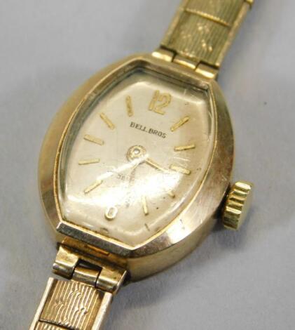 A 9ct gold Bell Bros ladies wristwatch