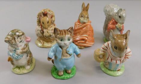 Six Bewick Beatrix Potter figures