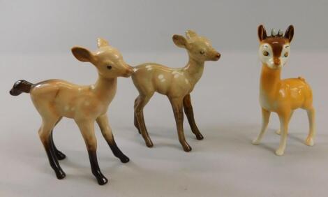 Three Beswick models of fawns