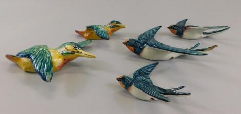 Five Beswick wall birds