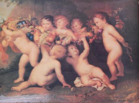 After Giorgiore. Putti with garlands of fruit etc.