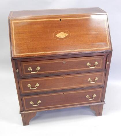 An Edwardian mahogany and marquetry bureau