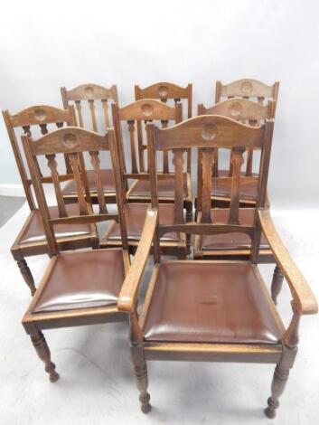 A set of eight early 20thC oak dining chairs