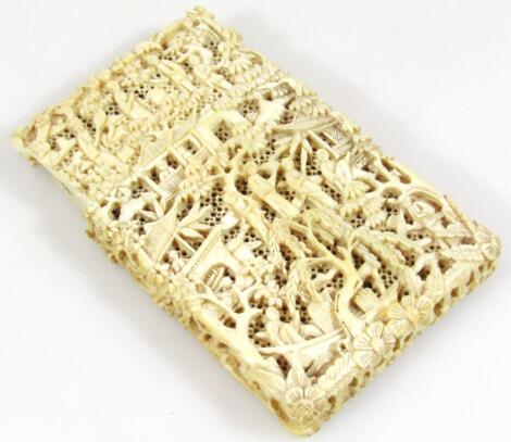 A 19thC Chinese ivory card case