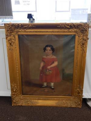 19thC British School. Portrait of a young girl holding a basket of roses - 2