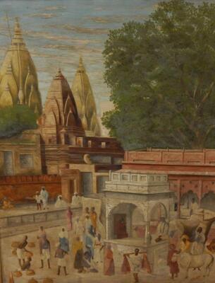 J Ewen (19th/20thC). Temple Gardens and Shrine (Benares)