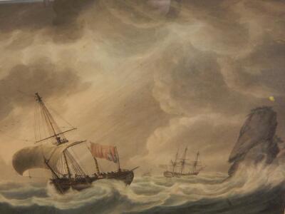 Samuel Atkins (c.1787-1808). Masted ships in stormy coastal scenes - 2