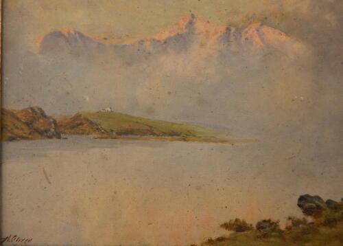 H Oliver (19th/20thC). Misty lake scene