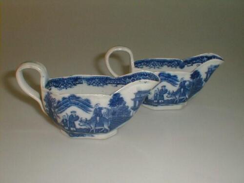 A pair of 18thC pearlware sauce boats