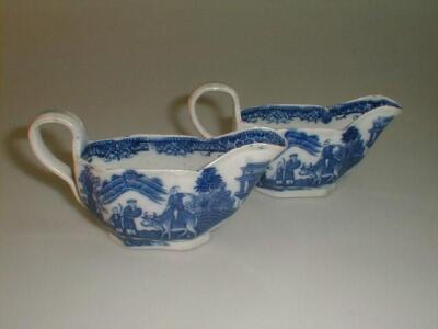 A pair of 18thC pearlware sauce boats