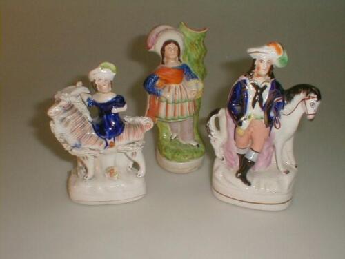 A 19thC Staffordshire pottery figure of the Princess Royal astride a goat