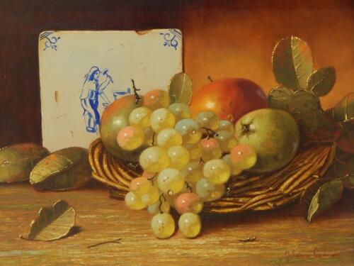 Johannes Eardman (19th/20thC). Delft tile still life