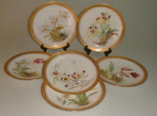 A set of six Mintons porcelain botanical dessert plates