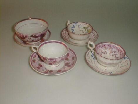 A quantity of early 19thC Sunderland lustre type teaware