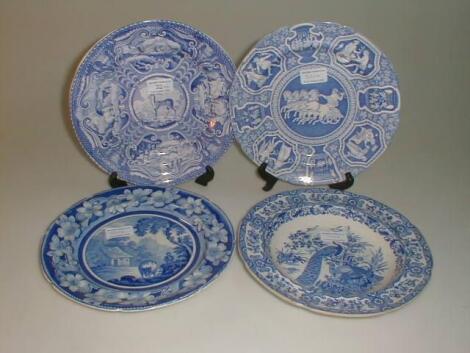 An early 19thC blue and white Dimmock & Smith plate from the Quadrupeds series 10" dia.