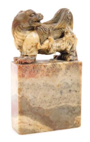 A 19thC Chinese soapstone desk ornament