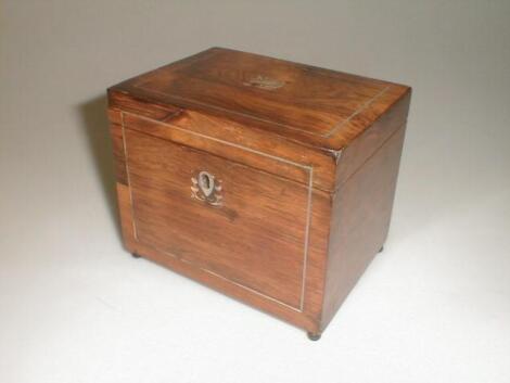 A 19thC rosewood tea caddy of oblong form