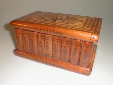 A late 19thC fruitwood tea caddy of rectangular form