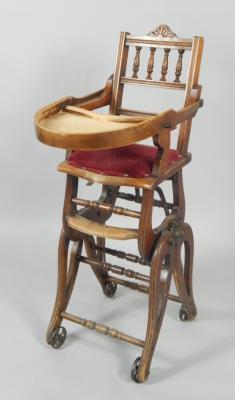 A Victorian oak metamorphic baby's high chair