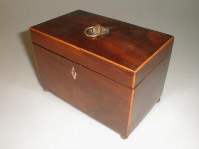 A 19thC mahogany tea caddy of oblong form