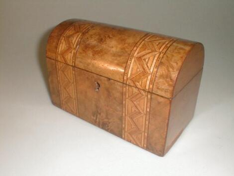 A 19thC walnut tea caddy of oblong form