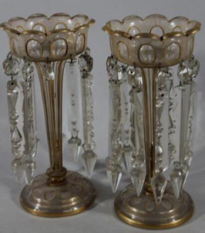 A pair of 19thC Bohemian glass lustres