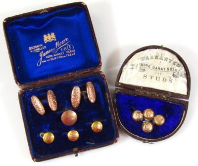 An early 20thC 9ct gold cuff link and collar stud sets