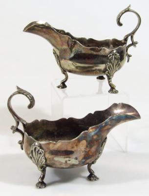 A pair of Old Sheffield Plate sauce boats