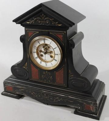 A large and highly elaborate Victorian slate and marble mantel clock