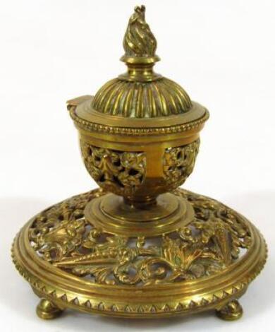 A 19thC brass inkwell